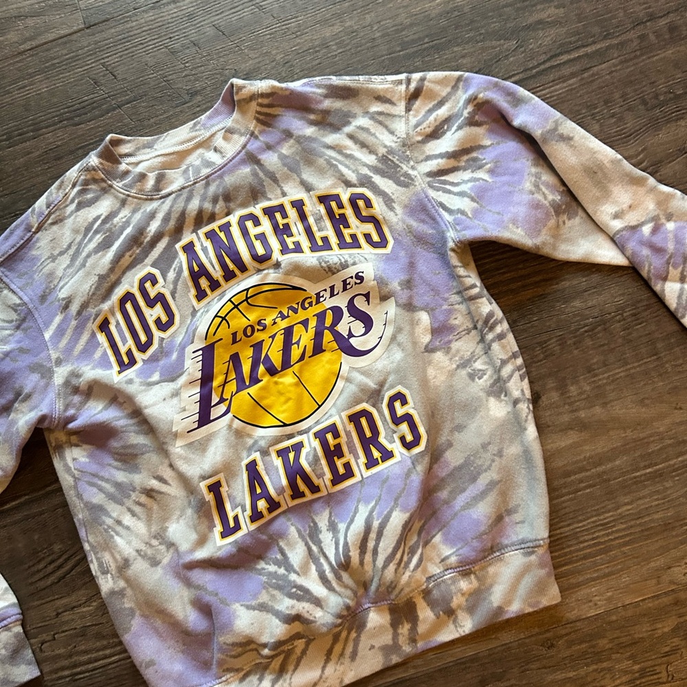 Los Angels Lakers Tie-Dye Crewneck Sweatshirt - Purple/Gold Xsmall - Picture 2 of 7